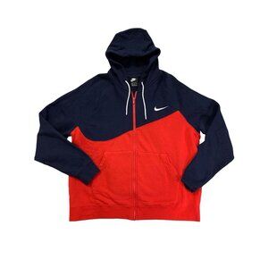 Nike Sportswear Swoosh Full Zip Hoodie Jacket Red/Navy Men‎ Size 2XL BV5237-658